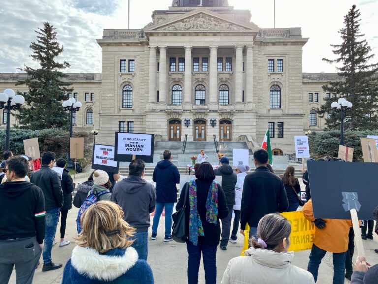 Protests for women’s right in Iran at Saskatchewan legislature