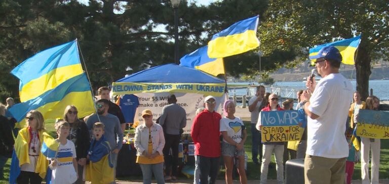Rally in support of Ukraine held in downtown Kelowna, B.C.