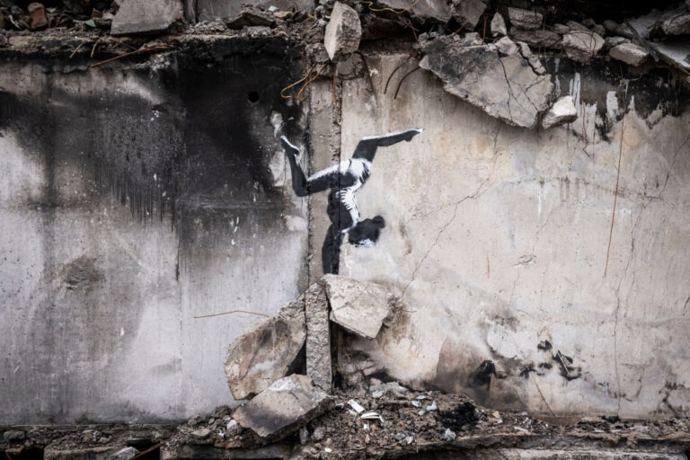 Banksy artwork appears on shelled, destroyed building in Ukraine